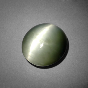 Quartzo Olho de Gato Verde Natural 7.29ct, Corte Oval, Opaco
