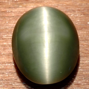 Quartzo olho de gato verde natural 7,54ct, corte oval, opaco