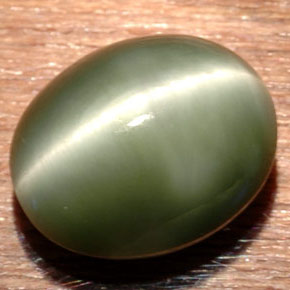 Quartzo olho de gato verde natural 7,54ct, corte oval, opaco
