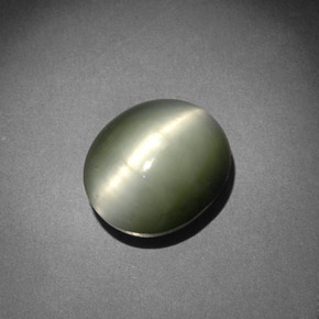 Quartzo olho de gato verde natural 7,13ct, corte oval, opaco