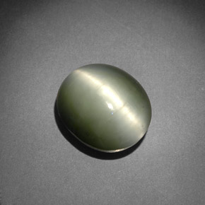 Quartzo olho de gato verde natural 7,13ct, corte oval, opaco