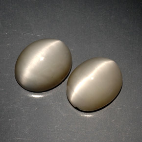 Pedras preciosas de quartz cat's eye cinza natural de  ct, corte oval, opaco