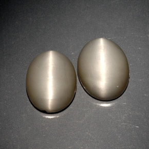 Pedras preciosas de quartz cat's eye cinza natural de  ct, corte oval, opaco