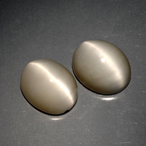 Pedras preciosas de quartz cat's eye cinza natural de  ct, corte oval, opaco