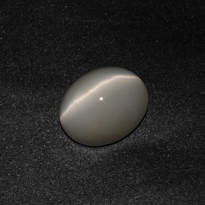Quartz cat's eye cinza natural 3,09ct, corte oval, opaco