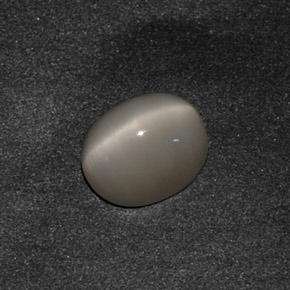 Quartz cat's eye cinza natural 3,42ct, corte oval, opaco