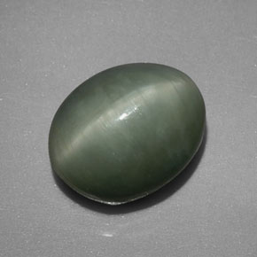 Quartzo Olho de Gato Verde Natural 4.48ct, Corte Oval, Opaco
