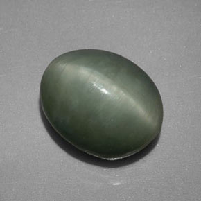 Quartzo Olho de Gato Verde Natural 4.48ct, Corte Oval, Opaco