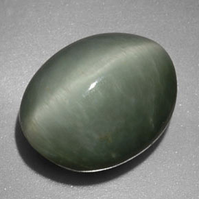 Quartzo olho de gato verde natural 6,24ct, corte oval, opaco