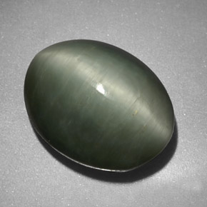 Quartzo Olho de Gato Verde Natural 6.17ct, Corte Oval, Opaco