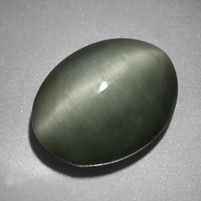 Quartzo Olho de Gato Verde Natural 6.17ct, Corte Oval, Opaco