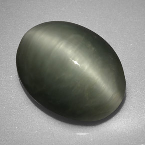 Quartzo Olho de Gato Verde Natural 5.73ct, Corte Oval, Opaco