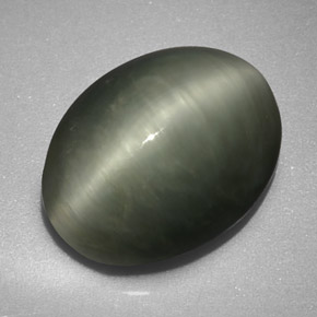 Quartzo Olho de Gato Verde Natural 5.73ct, Corte Oval, Opaco