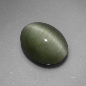 Quartzo Olho de Gato Verde Natural 5.34ct, Corte Oval, Opaco