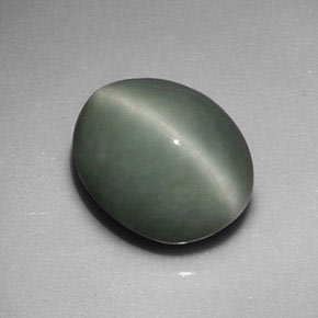 Quartz cat's eye verde natural 6,01ct, corte oval, opaco