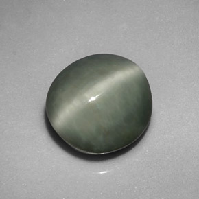 Quartzo Olho de Gato Verde Natural 4.99ct, Corte Oval, Opaco