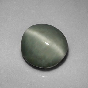 Quartzo Olho de Gato Verde Natural 4.99ct, Corte Oval, Opaco