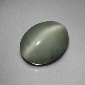 Quartzo Olho de Gato Verde Natural 4.16ct, Corte Oval, Opaco