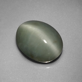 Quartzo Olho de Gato Verde Natural 4.16ct, Corte Oval, Opaco