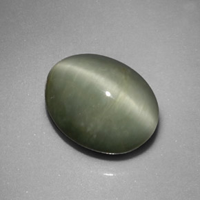 Quartzo Olho de Gato Verde Natural 5.17ct, Corte Oval, Opaco