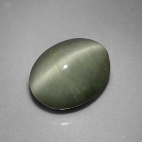 Quartzo Olho de Gato Verde Natural 5.17ct, Corte Oval, Opaco