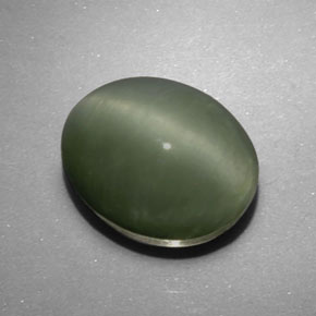 Quartz cat's eye verde natural 7,91ct, corte oval, opaco