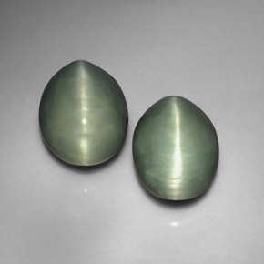 Pedras preciosas de quartz cat's eye verde natural de  ct, corte oval, opaco