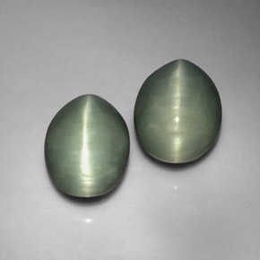 Pedras preciosas de quartz cat's eye verde natural de  ct, corte oval, opaco