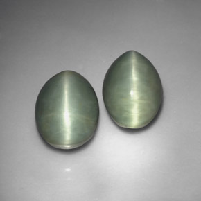 Pedras preciosas de quartz cat's eye verde natural de  ct, corte oval, opaco