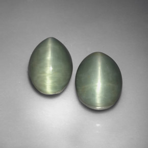 Pedras preciosas de quartz cat's eye verde natural de  ct, corte oval, opaco