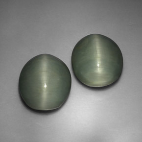 Pedras preciosas de Quartzo Olho de Gato Verde natural de  ct, Corte Oval, Opaco