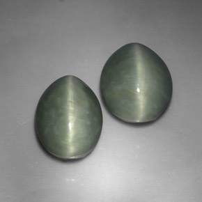 Pedras preciosas de quartz cat's eye verde natural de  ct, corte oval, opaco