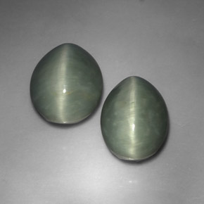 Pedras preciosas de quartz cat's eye verde natural de  ct, corte oval, opaco