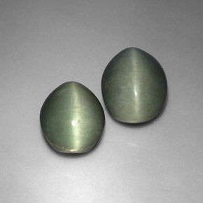 Pedras preciosas de quartz cat's eye verde natural de  ct, corte oval, opaco