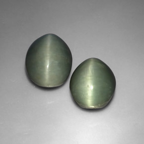 Pedras preciosas de quartz cat's eye verde natural de  ct, corte oval, opaco