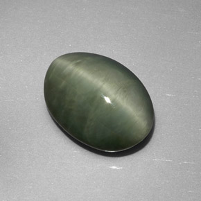Quartzo Olho de Gato Verde Natural 7.49ct, Corte Oval, Opaco