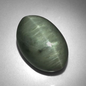 Quartzo Olho de Gato Verde Natural 9.28ct, Corte Oval, Opaco