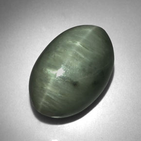 Quartzo Olho de Gato Verde Natural 9.28ct, Corte Oval, Opaco