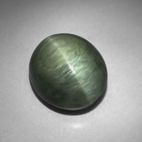 Quartzo Olho de Gato Verde Natural 7.00ct, Corte Oval, Opaco