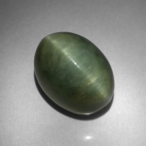 Quartzo Olho de Gato Verde Natural 7.86ct, Corte Oval, Opaco