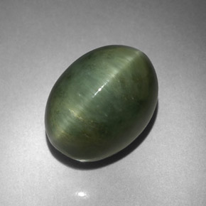 Quartzo Olho de Gato Verde Natural 7.86ct, Corte Oval, Opaco