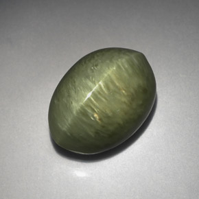 Quartzo Olho de Gato Verde Natural 5.77ct, Corte Oval, Opaco