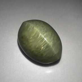 Quartzo Olho de Gato Verde Natural 5.77ct, Corte Oval, Opaco