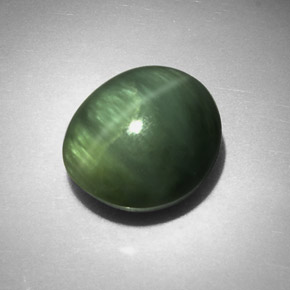 Quartzo Olho de Gato Verde Natural 6.84ct, Corte Oval, Opaco
