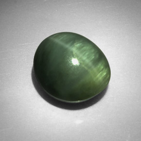 Quartzo Olho de Gato Verde Natural 6.84ct, Corte Oval, Opaco