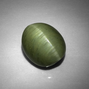 Quartzo Olho de Gato Verde Natural 6.94ct, Corte Oval, Opaco