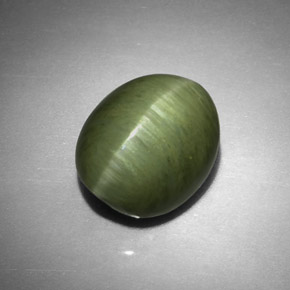 Quartzo Olho de Gato Verde Natural 6.94ct, Corte Oval, Opaco