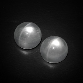 Pedras preciosas de quartz cat's eye branco natural de  ct, corte redondo, transparente