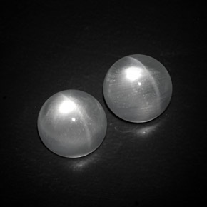 Pedras preciosas de quartz cat's eye branco natural de  ct, corte redondo, transparente