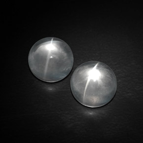 Pedras preciosas de quartz cat's eye branco natural de  ct, corte redondo, transparente